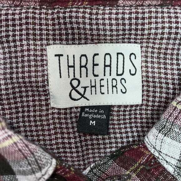 Threads & Heirs Red Plaid Shirt - Size Medium - Picture 2 of 8